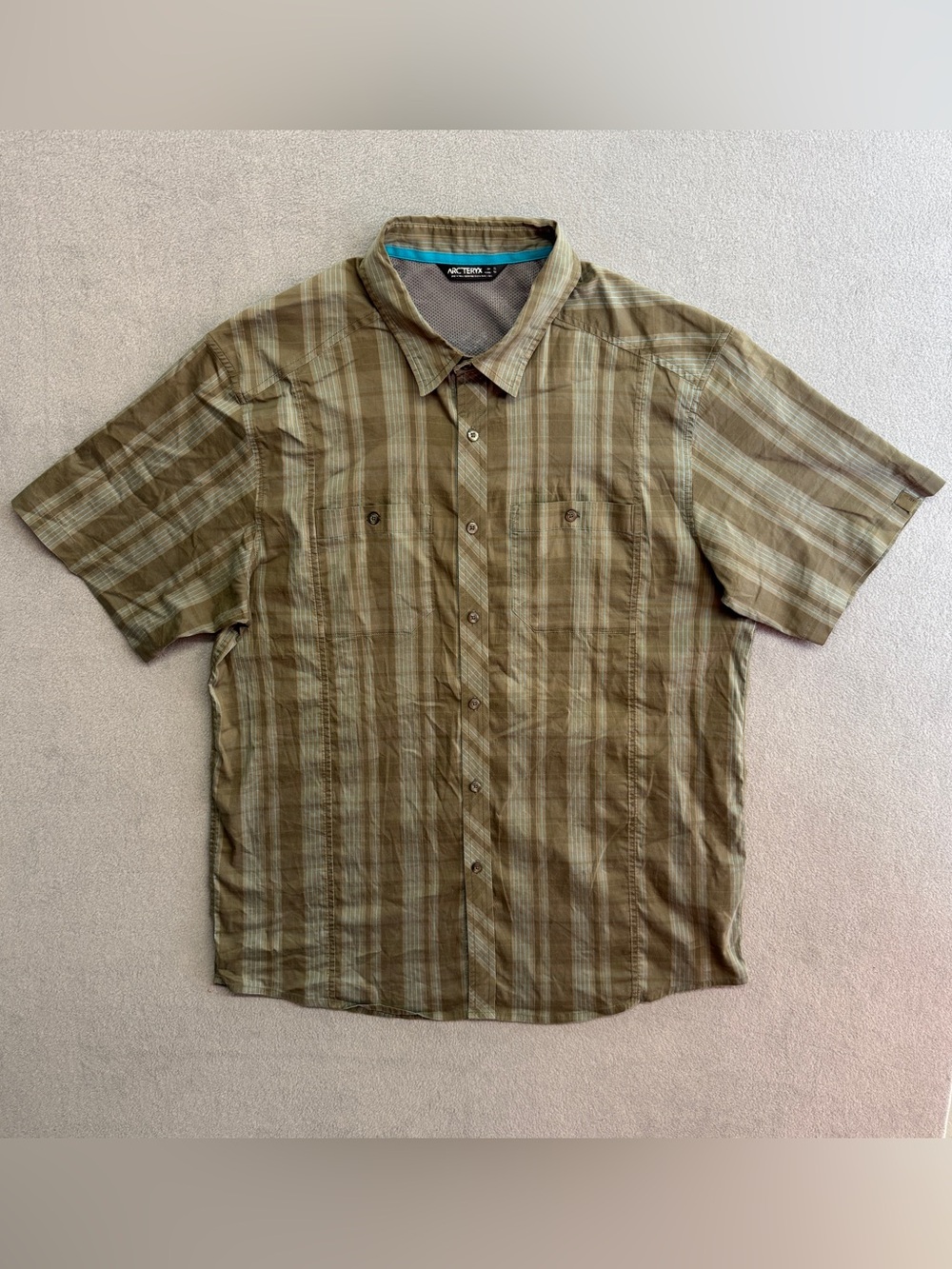 Arcteryx Shirt XL Men's Button Up Short Sleeve Green Plaid Outdoor